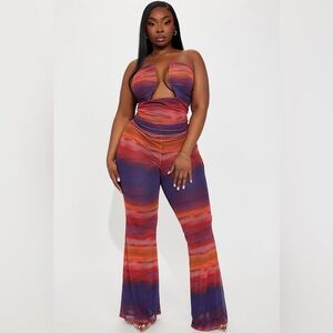 Fashion Nova desire purple combo  jumpsuit. Size large . NWT